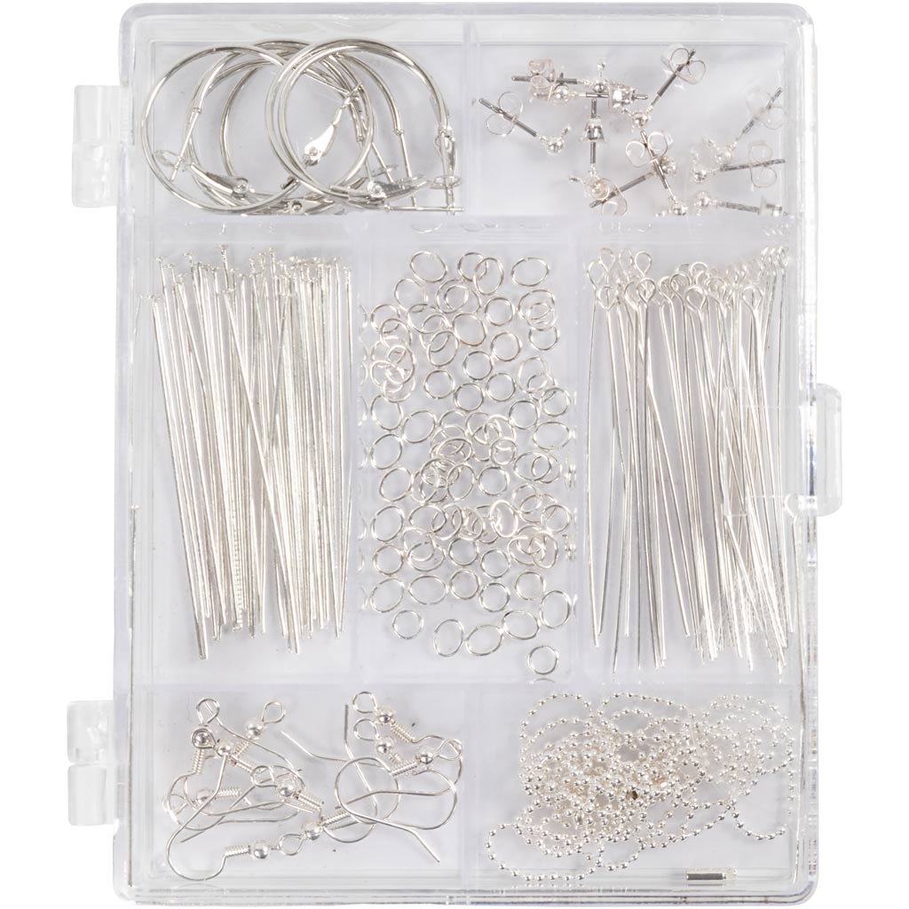 Jewellery Starter Kit, Ca. 175 pc, silver-plated, 1 set-boobam