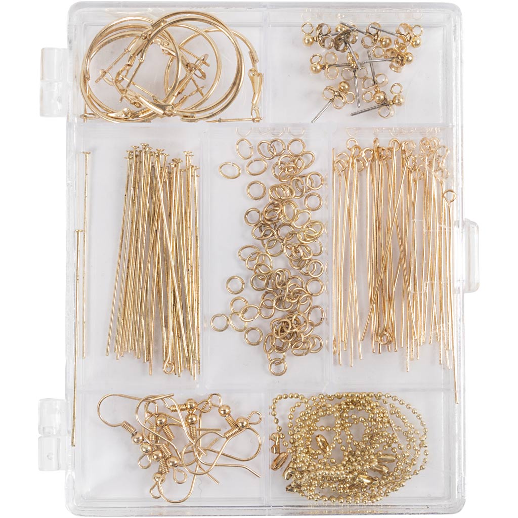 Jewellery Starter Kit, Ca. 175 pc, gold-plated, 1 set-boobam