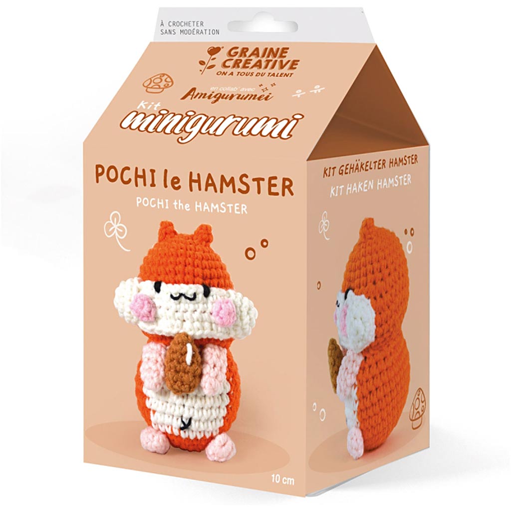 Amigurumi Crochet Kit, Pochi the Hamster, 1 pack-boobam