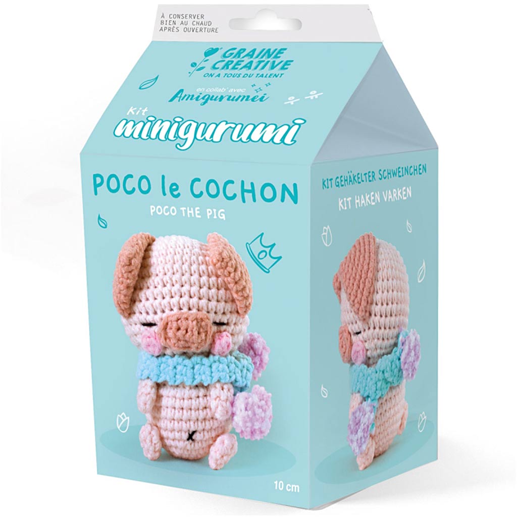 Amigurumi Crochet Kit, Poco the pig, 1 pack-boobam