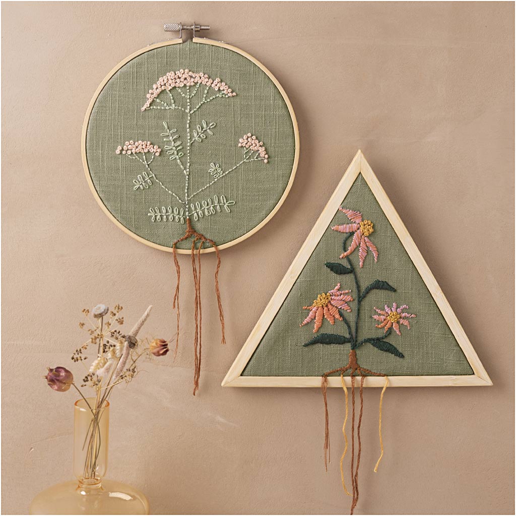 Craft Kit Embroidery, Embroidery frames, dusty green, 1 pack-boobam