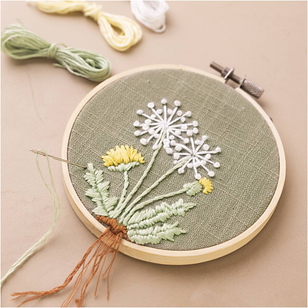 Mini Craft Kit Embroidery, Embroidery frame, dusty green, 1 pack-boobam