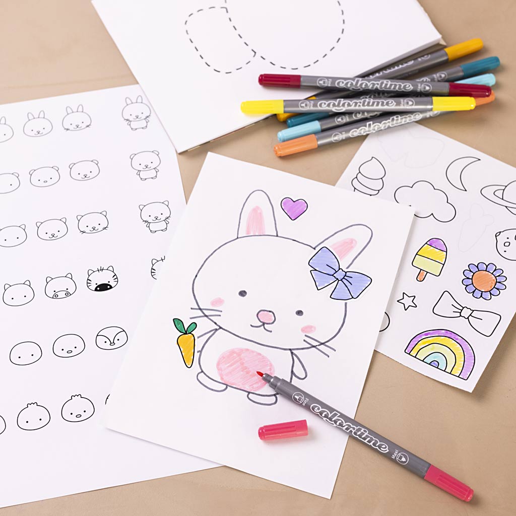 Craft Kit Drawing, Mixed figures, pastel colours, 1 pack-boobam