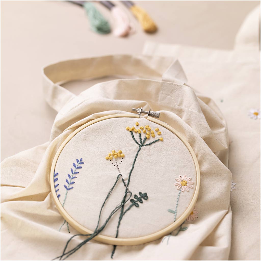 Starter Craft Kit Embroidery, Flowers, 1 pack-boobam