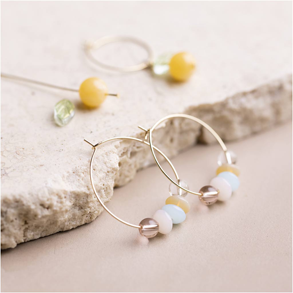 Mini Craft Kit Jewellery, Beading hoops with beads, 1 pack-boobam