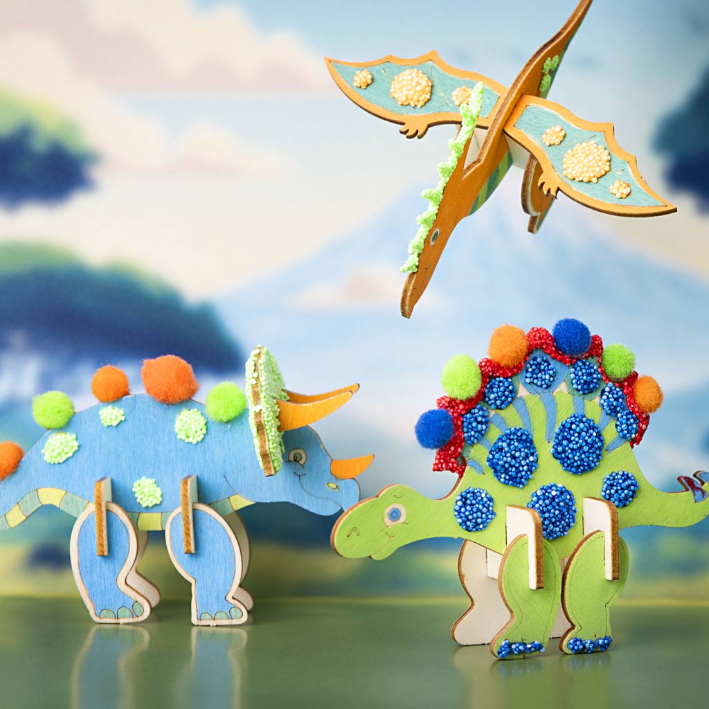 Mini Craft Kit Decoration, Dinosaur, red, blue, green, orange, 1 pack-boobam
