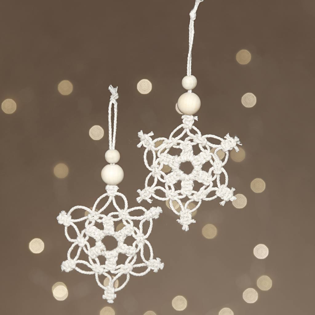 Mini Craft Kit, Macramé snowflake, H: 10 cm, 1 pack-boobam