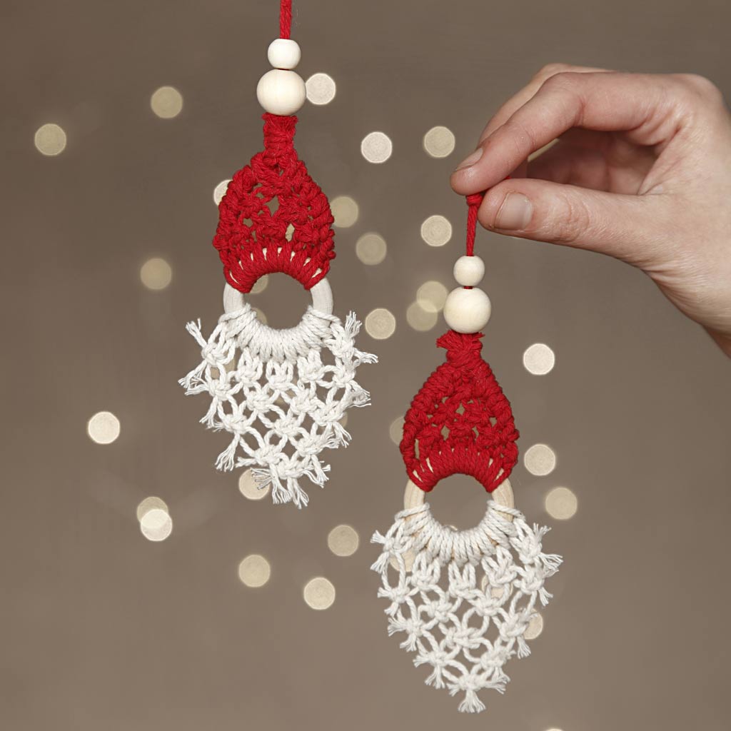 Mini Craft Kit, Macramé Christmas elf, H: 14 cm, 1 pack-boobam