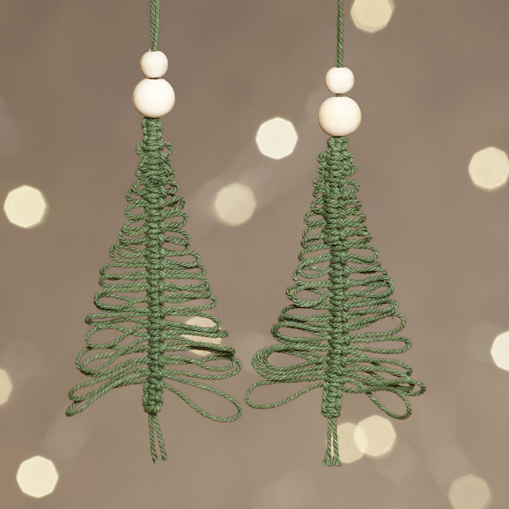 Mini Craft Kit, Macramé Christmas tree, H: 11 cm, 1 pack-boobam
