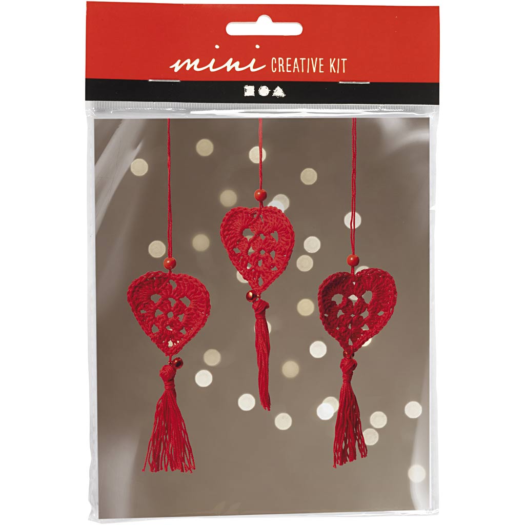 Mini Craft Kit Crochet, Hearts, 1 pack-boobam