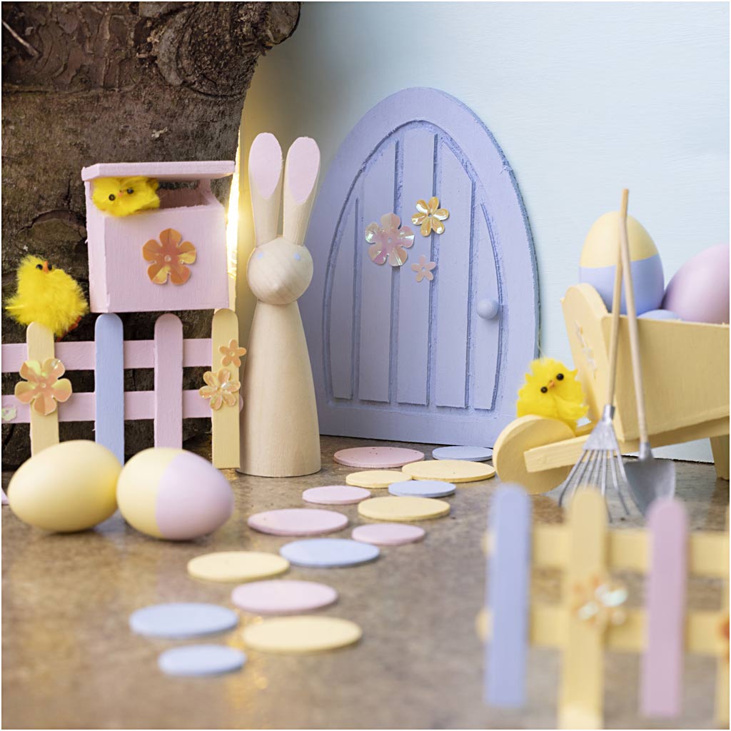 Craft Kit Easter Bunny Door, Pastel colours, 1 pack-boobam