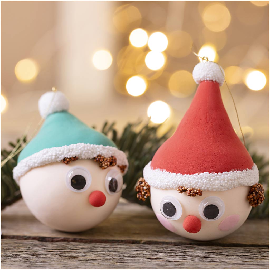 Mini Craft Kit Christmas Baubles, Red and Green Elves, 1 pack-boobam