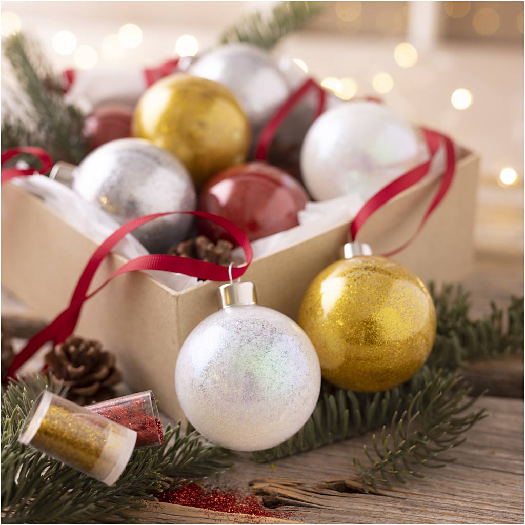 Craft Kit Christmas Baubles, Glitter, 1 pack-boobam