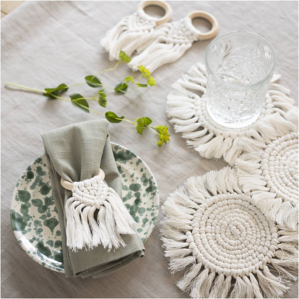 Craft Kit Macramé, Table decorations, off white, 1 pack-boobam