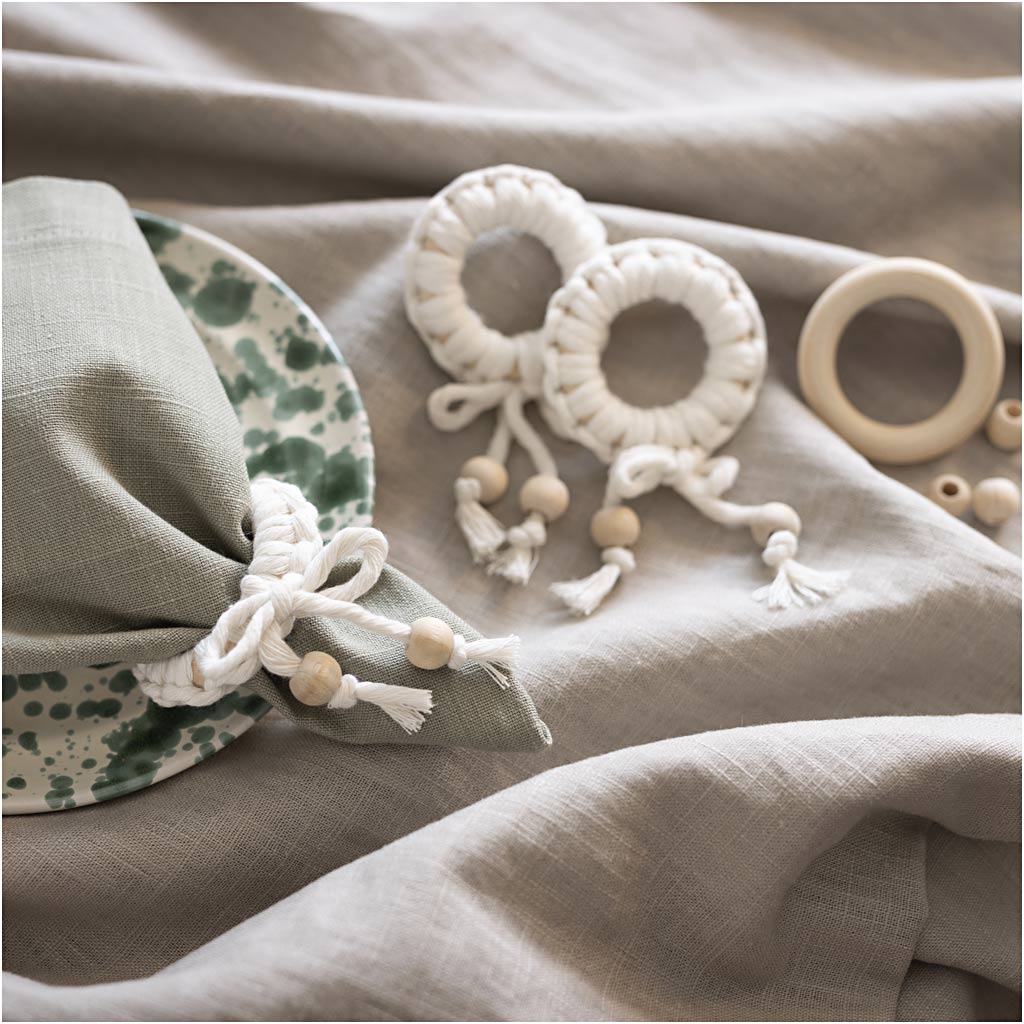 Mini Craft Kit Macramé, Napkin Ring, off white, 1 pack-boobam
