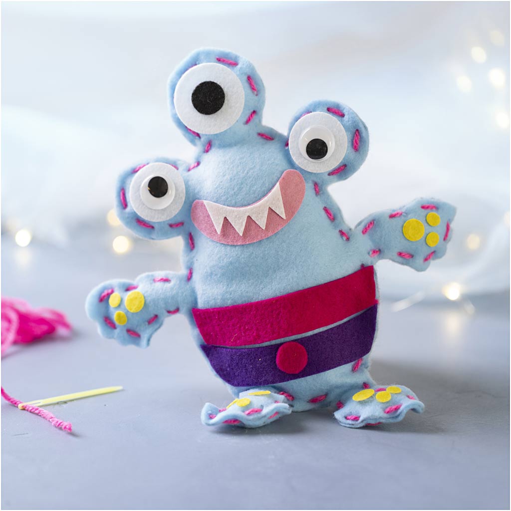 Mini Craft Kit Sewing, Felt Monster, assorted colours, 1 pack-boobam