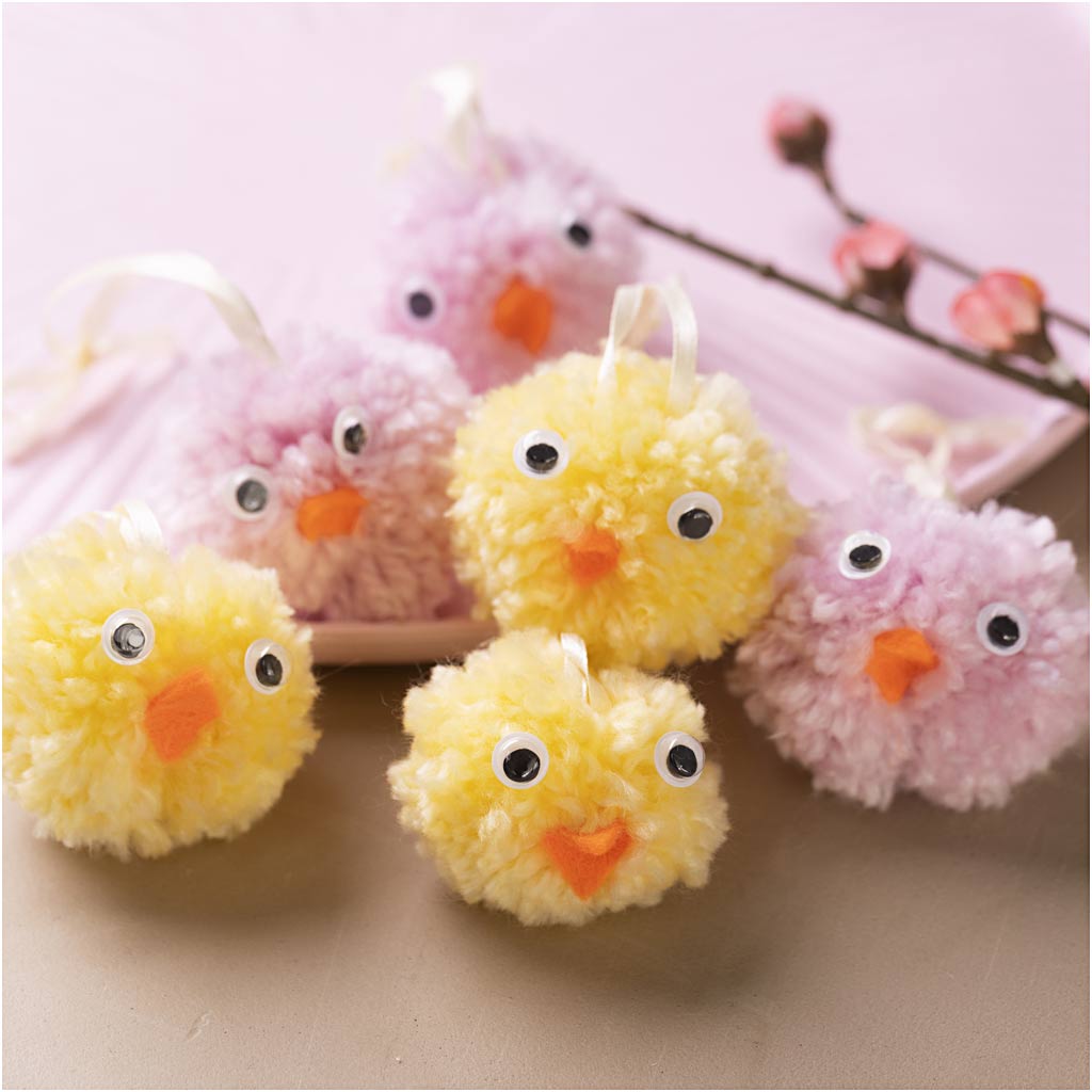 Mini Craft Kit Pompom, Chicks, assorted colours, 1 pack-boobam