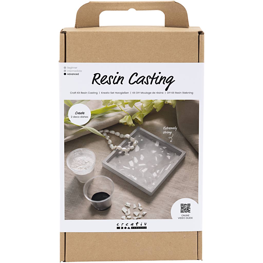 Craft Kit Resin Casting, Square Tray with Terrazzo, black, white, 1 pack-boobam