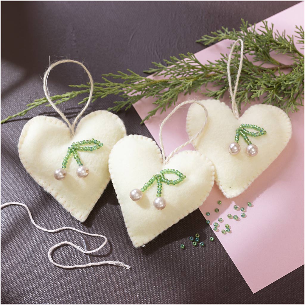 Mini Craft Kit Sewing, Hearts, off white, 1 pack-boobam