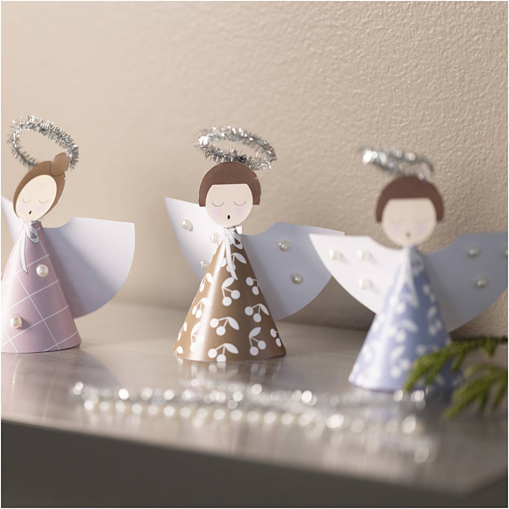 Mini Craft Kit Paper Decorations, Angels, assorted colours, 1 pack-boobam