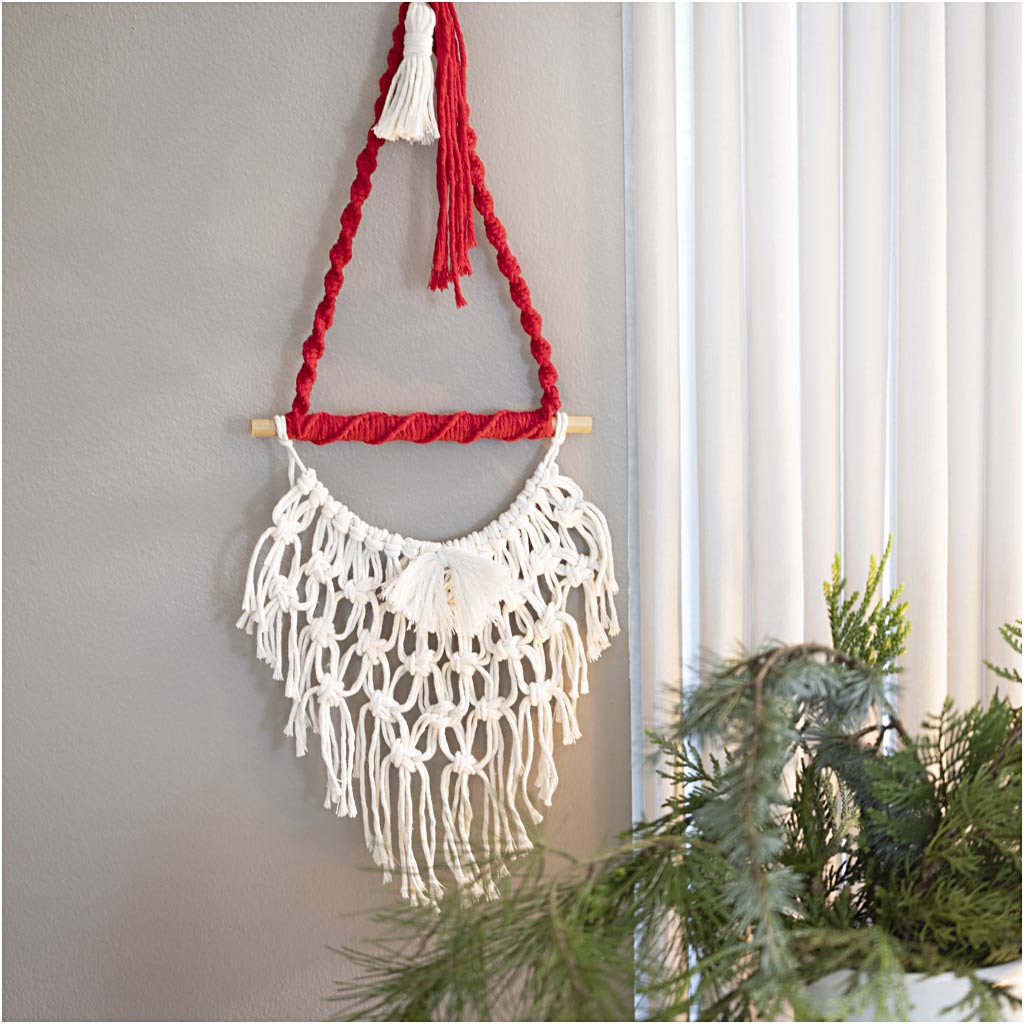 Mini Craft Kit Macramé, Santa Claus, christmas red, off-white, 1 pack-boobam