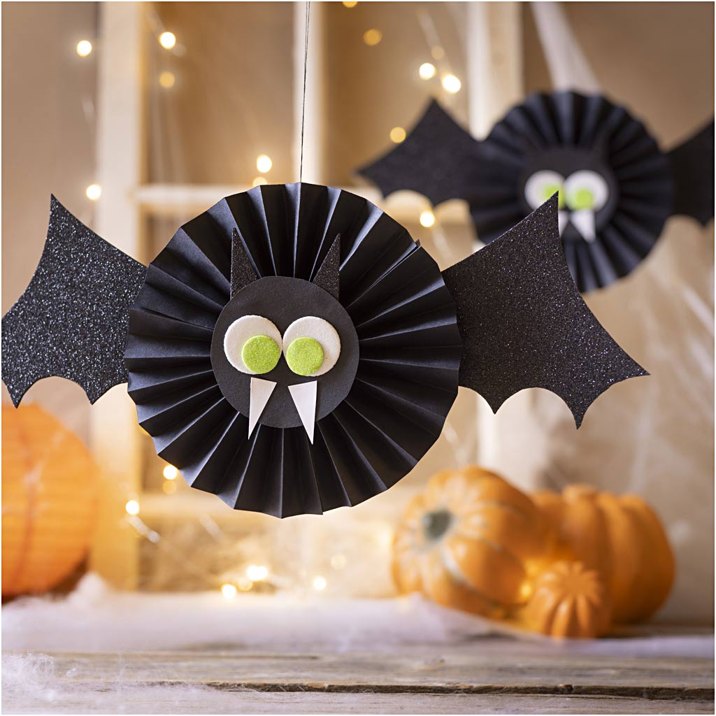 Mini Craft Kit Paper Decorations, Bats, black, white, 1 pack-boobam