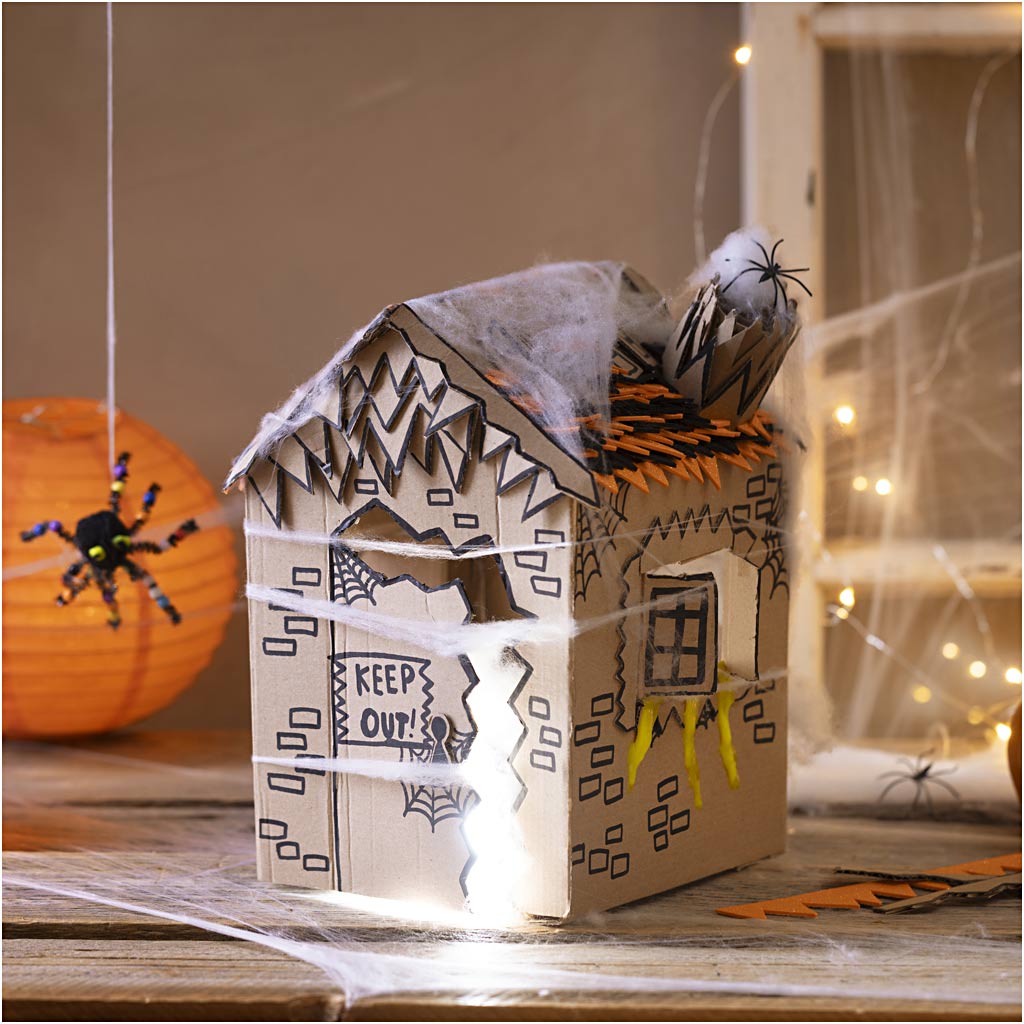 Maxi Craft Kit Decoration, Haunted house, black, light brown, orange, 1 pack-boobam