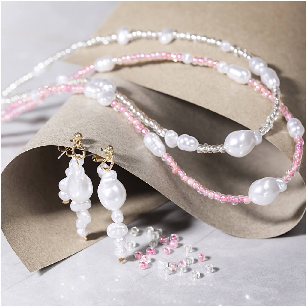 Mini Craft Kit Jewellery, Necklaces and earrings, gloss, 1 pack-boobam