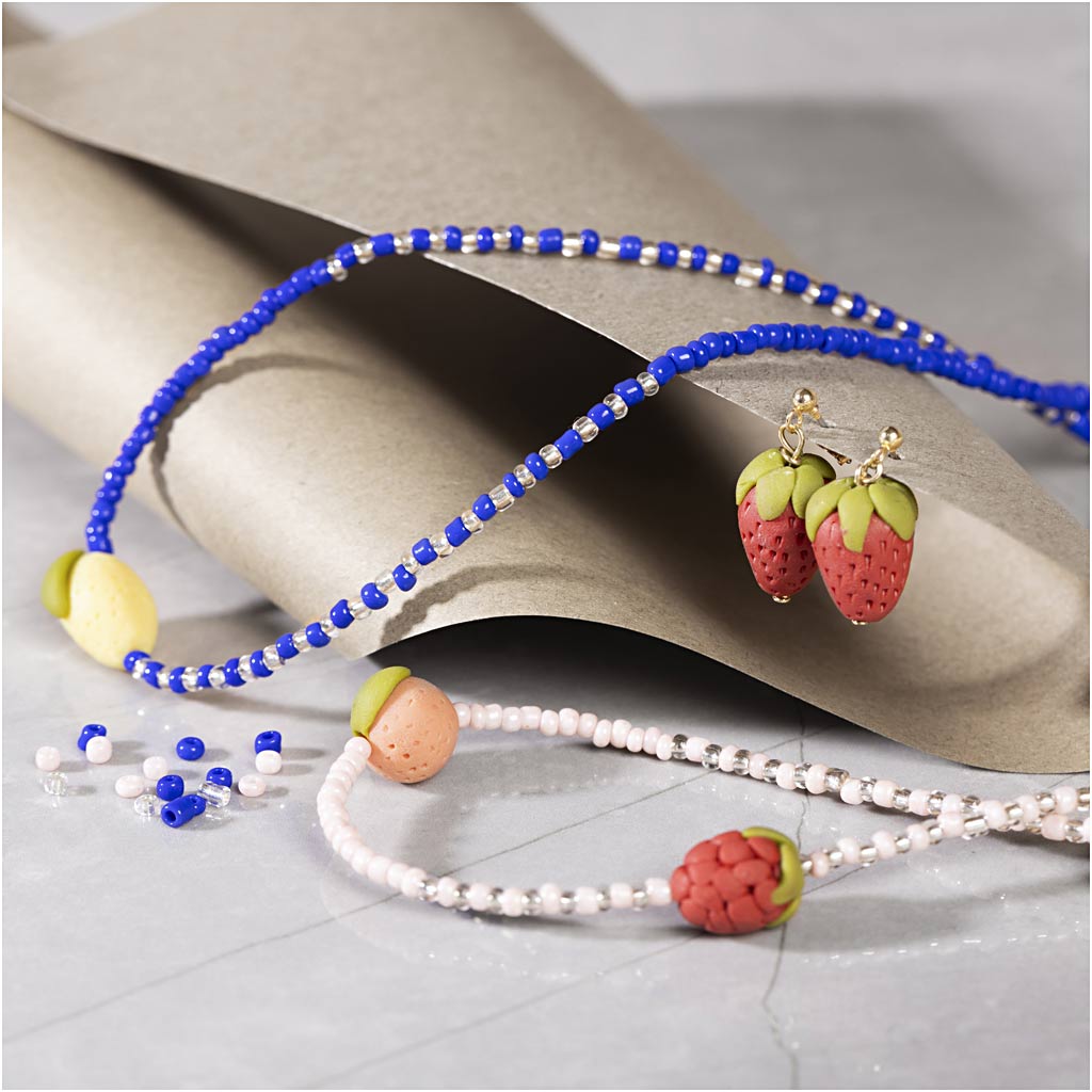Mini Craft Kit Jewellery, Necklace and earrings, royal blue, 1 pack-boobam