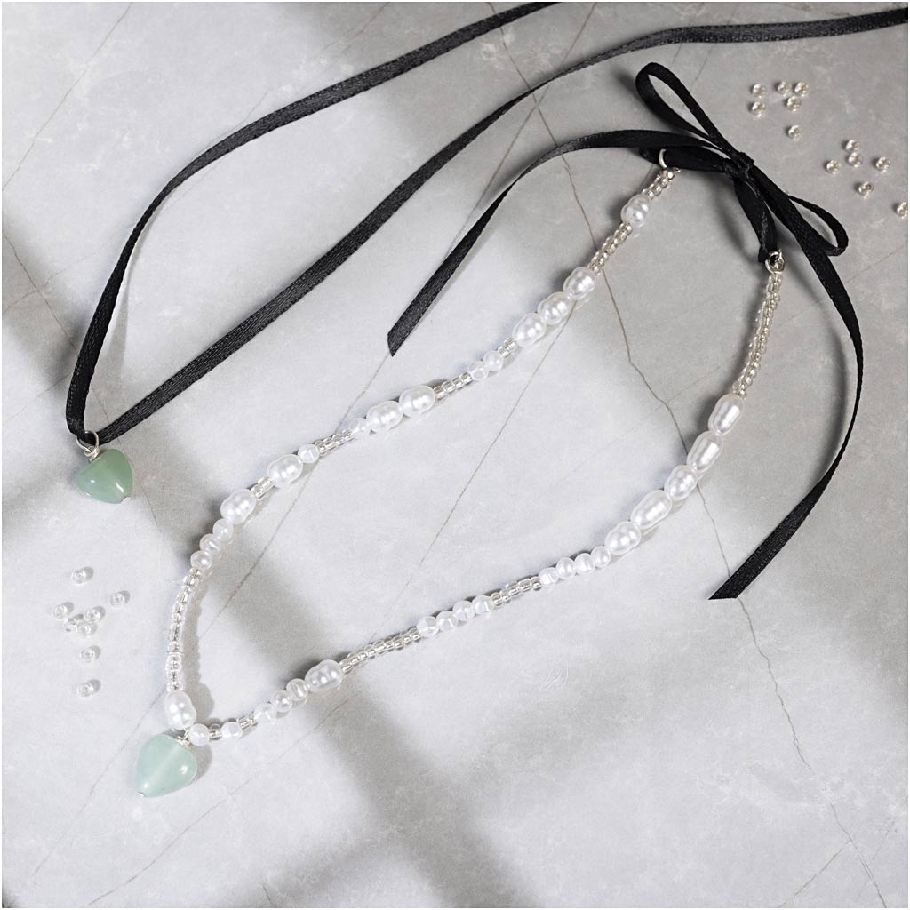 Mini Craft Kit Jewellery, Aventurin heart, clear, 1 pack-boobam
