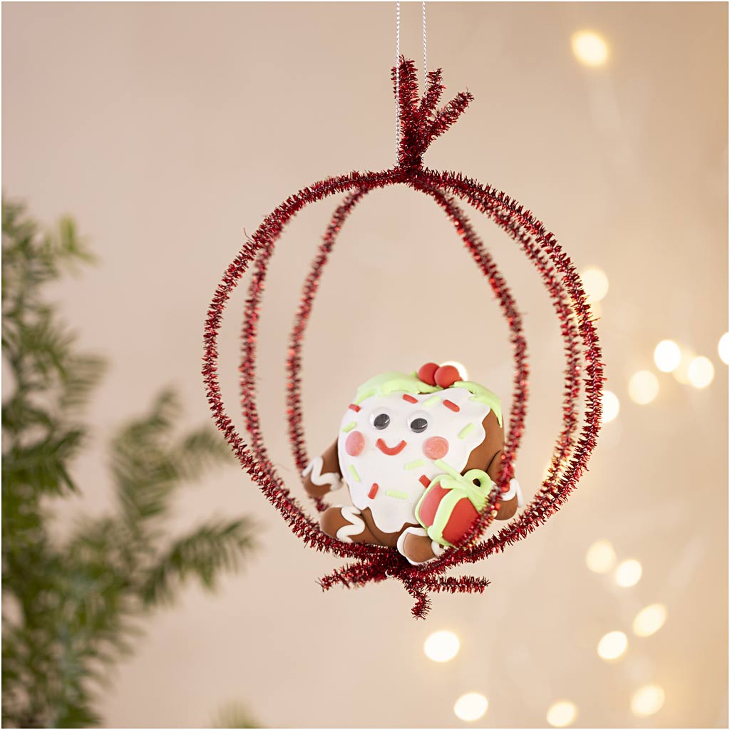 Mini Craft Kit Modelling, Heart-shaped Christmas figure, assorted colours, 1 pack-boobam