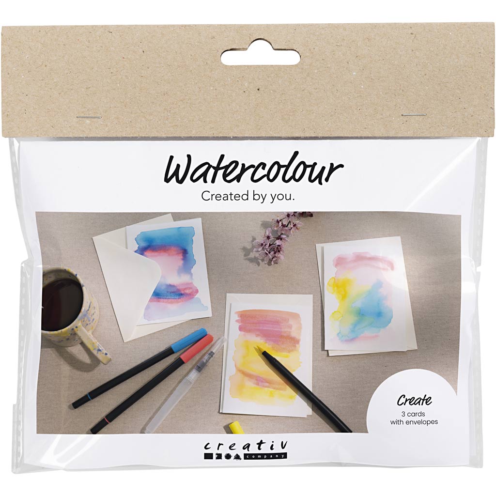 Mini Craft Kit Watercolour, Cards and envelopes, 1 pack-boobam