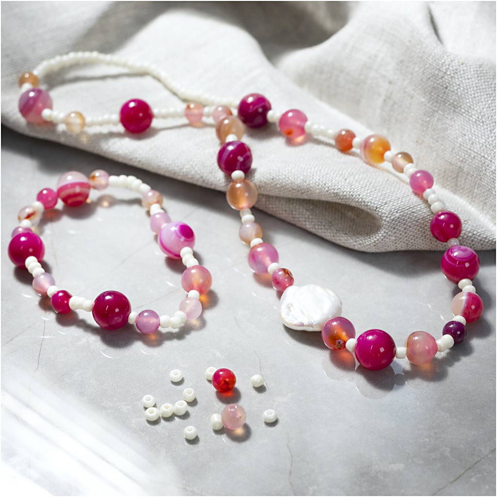 Mini Craft Kit Jewellery, Necklace and bracelet, pink, 1 pack-boobam