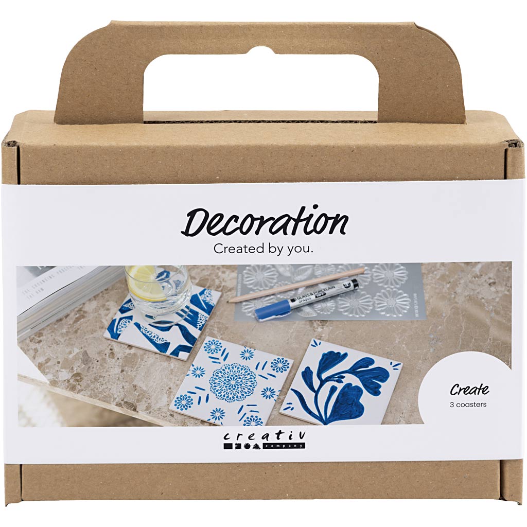 Mini Craft Kit Decoration, Porcelain coasters, blue, 1 pack-boobam