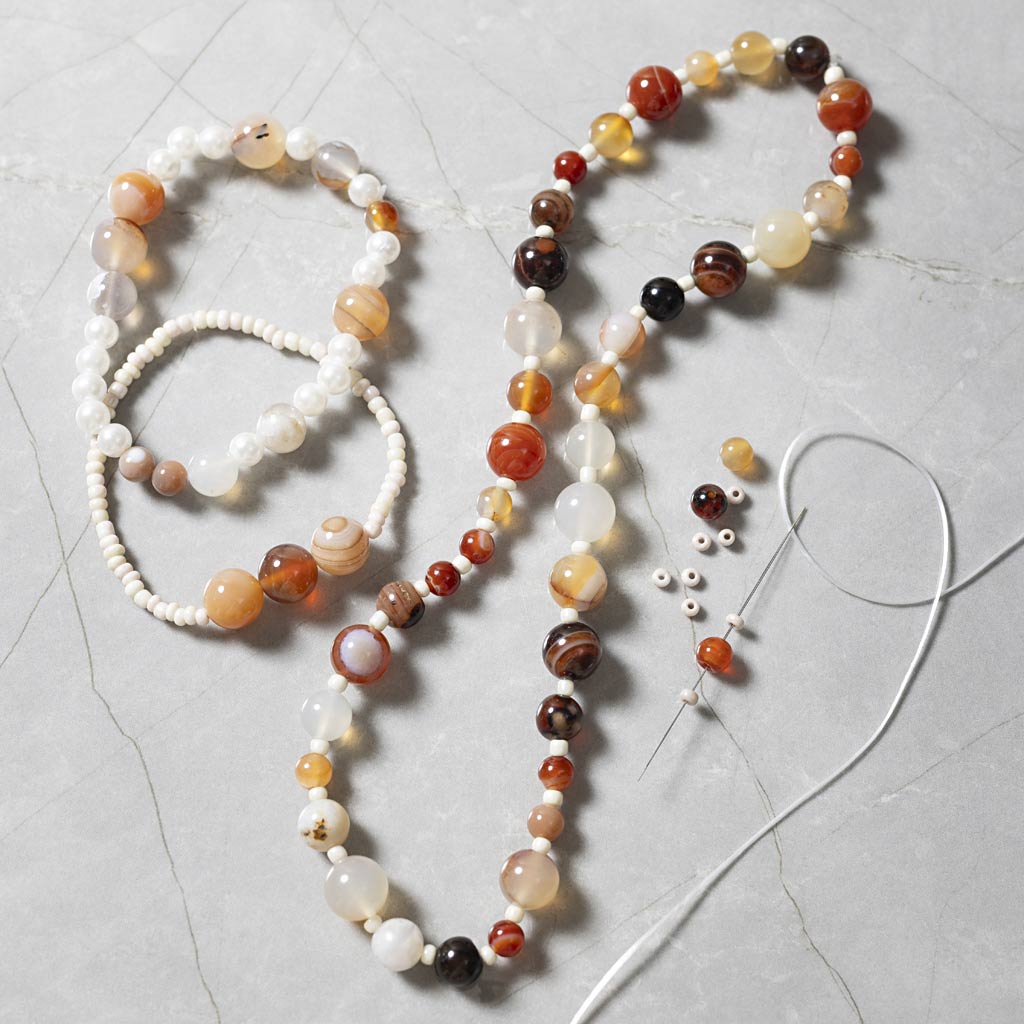 Craft Mix Jewellery, Agates, size 2,6-10 mm, hole size 0,8-1,8 mm, ca. 1480 pc...-boobam