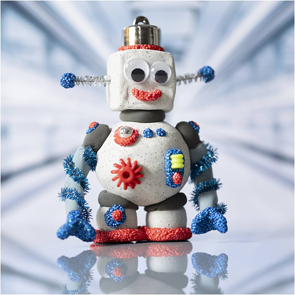 Mini Craft Kit Modelling, Robot, blue, grey, red, 1 pack-boobam