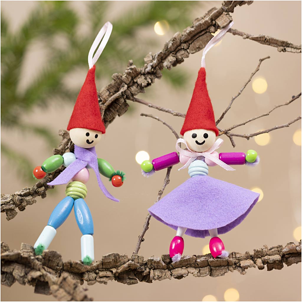 Mini Craft Kit Decoration, Christmas elves, assorted colours, 1 pack-boobam