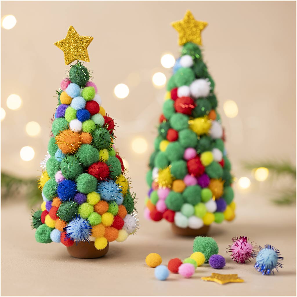Mini Craft Kit Decoration, Christmas tree, assorted colours, 1 pack-boobam