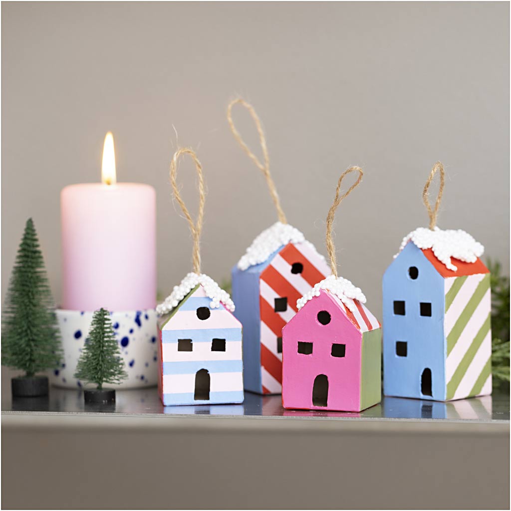 Mini Craft Kit Decoration, Houses, colorful, 1 pack-boobam