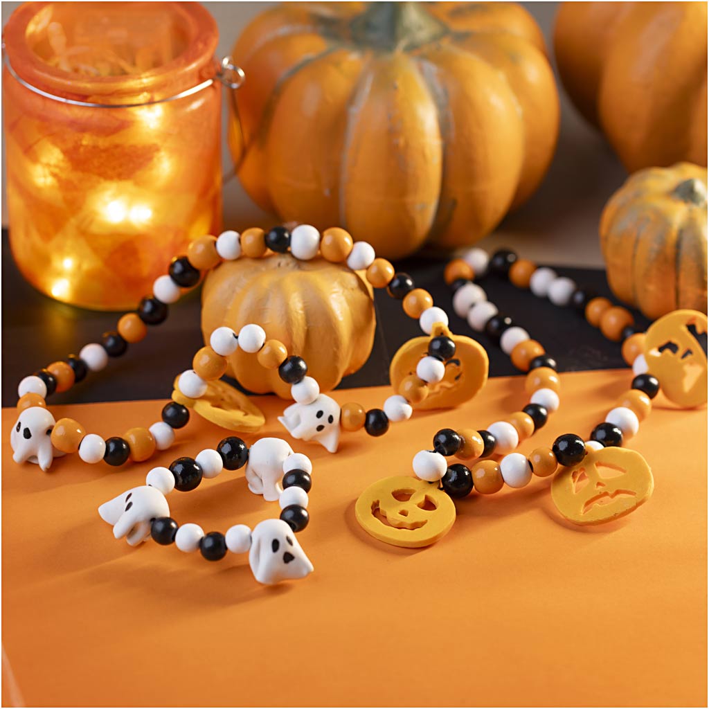 Mini Craft Kit Jewellery, Necklace and bracelet, halloween colours, 1 pack-boobam