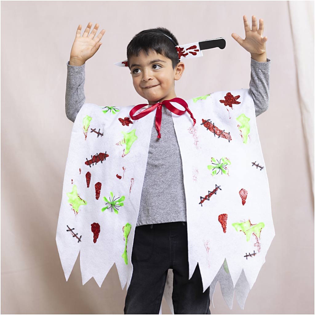 Craft Kit Spooky Costume, Cape and headband, assorted colours, 1 pack-boobam