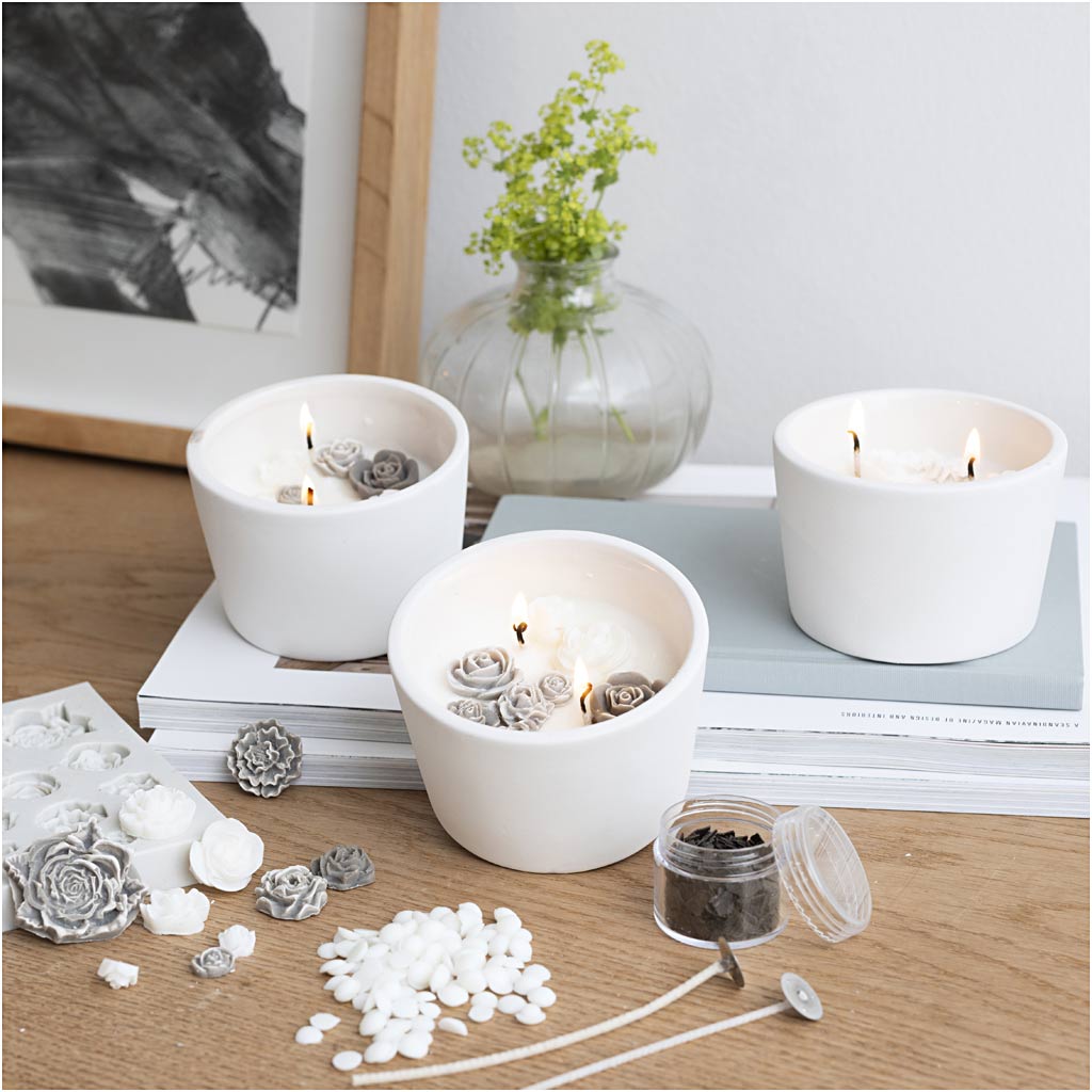 Craft Kit Candle Making, Rose, beige, white, cream, 1 pack-boobam