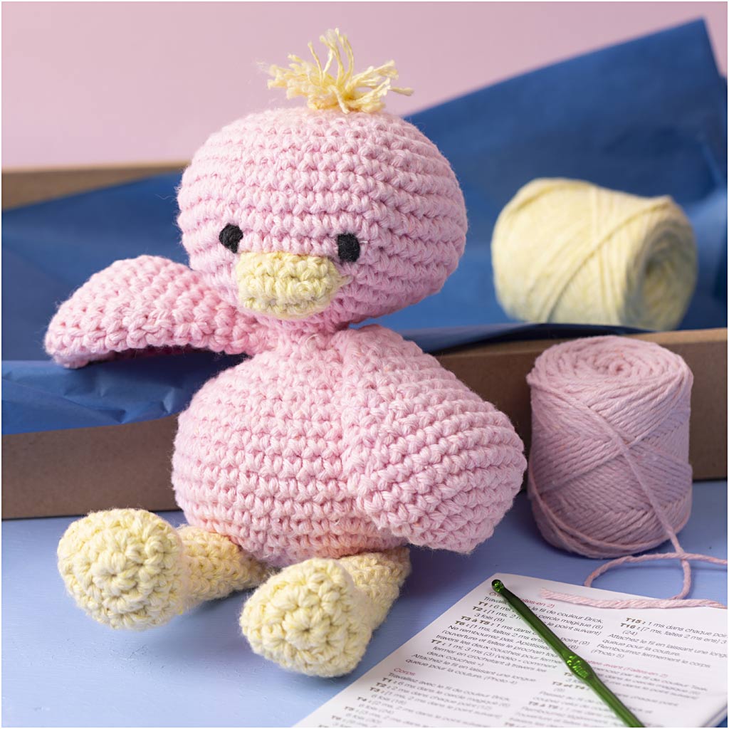 Craft Kit Amigurumi, Duckling, light pink, light yellow, 1 pack-boobam