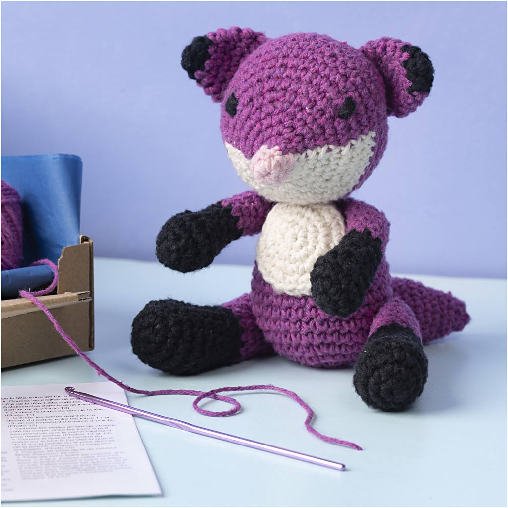 Craft Kit Amigurumi, Fox, black, plum, 1 pack-boobam