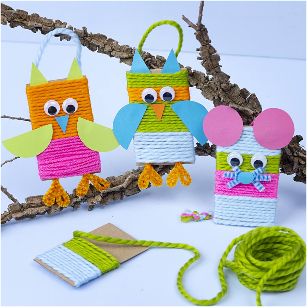 Mini Craft Kit Decoration, Mice and owls, assorted colours, 1 pack-boobam