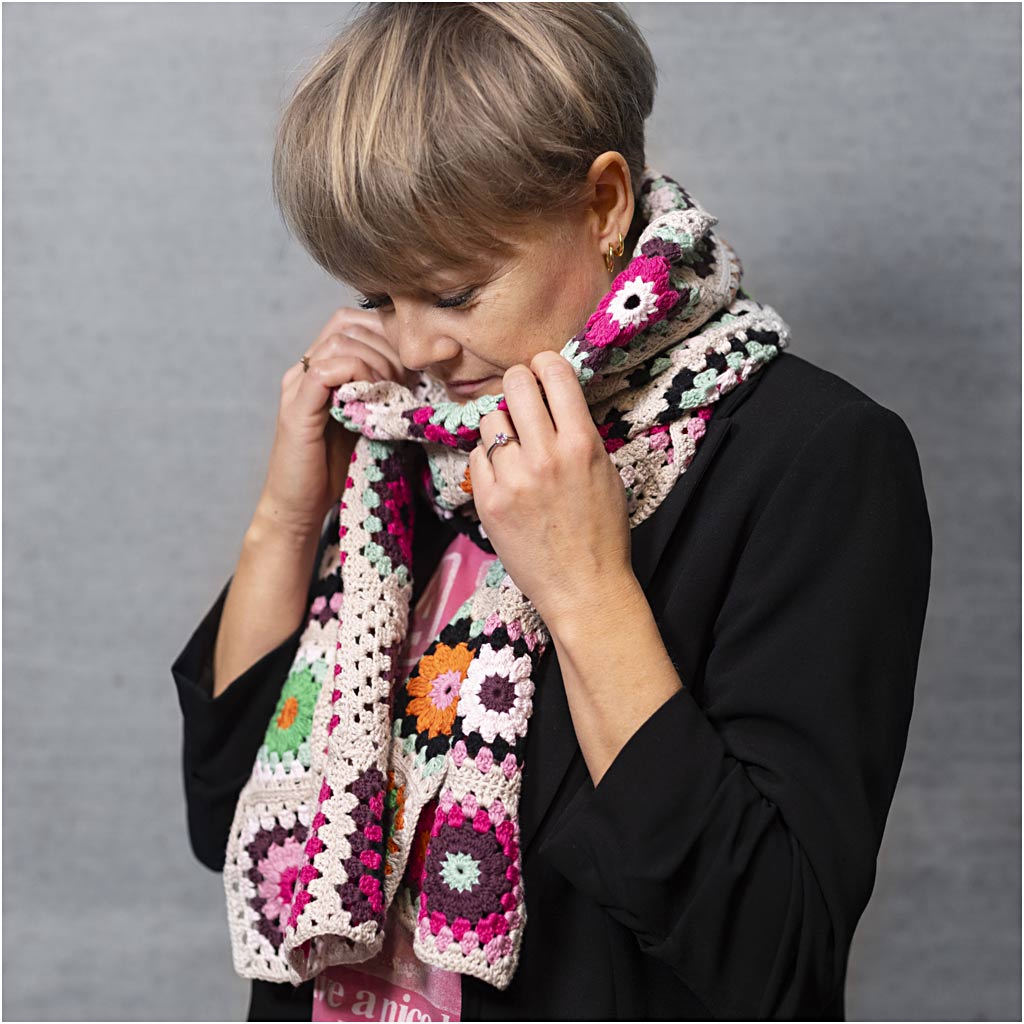Craft Kit Crochet, Scarf, cream, warm colors, 1 pack-boobam