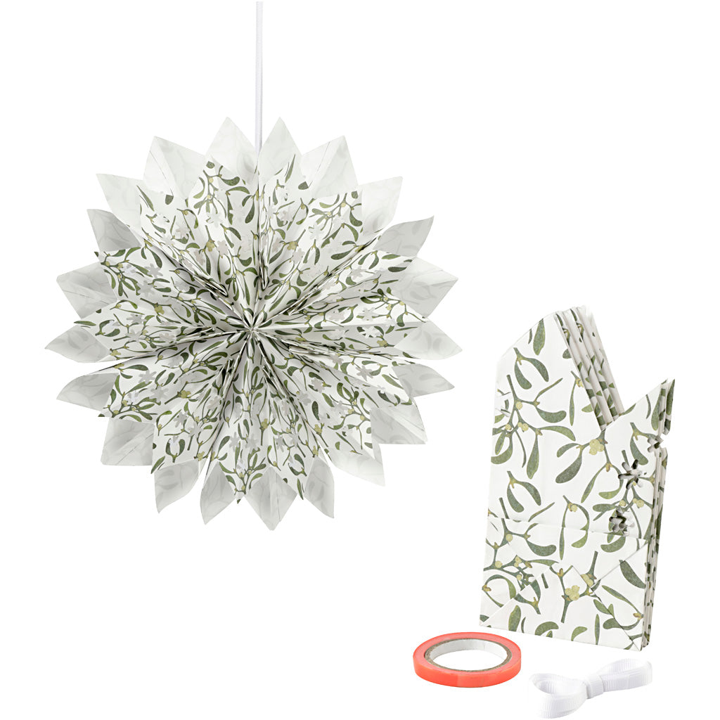 Paper Bag Star, 80 g, green, white, 1 set-boobam