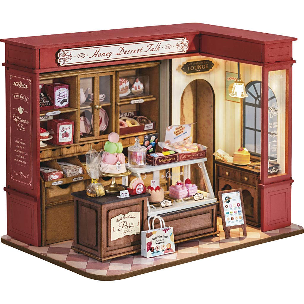 DIY Miniature Room, Cake shop, H: 17 cm, L: 13,5 cm, W: 23, 1 pc-boobam
