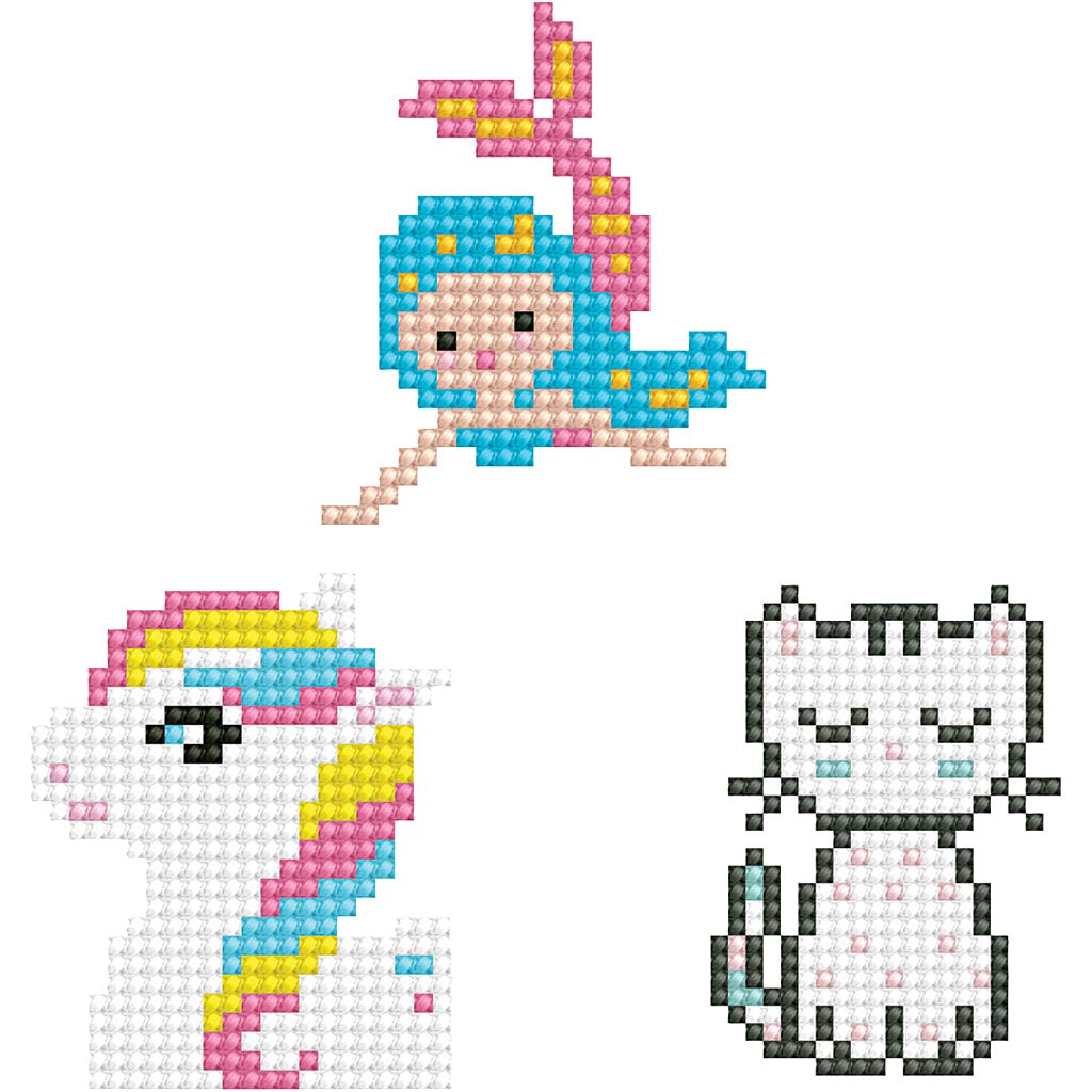 Diamond Dotz, Kitten, mermaid, pony, size 18x10 cm, 1 pack-boobam