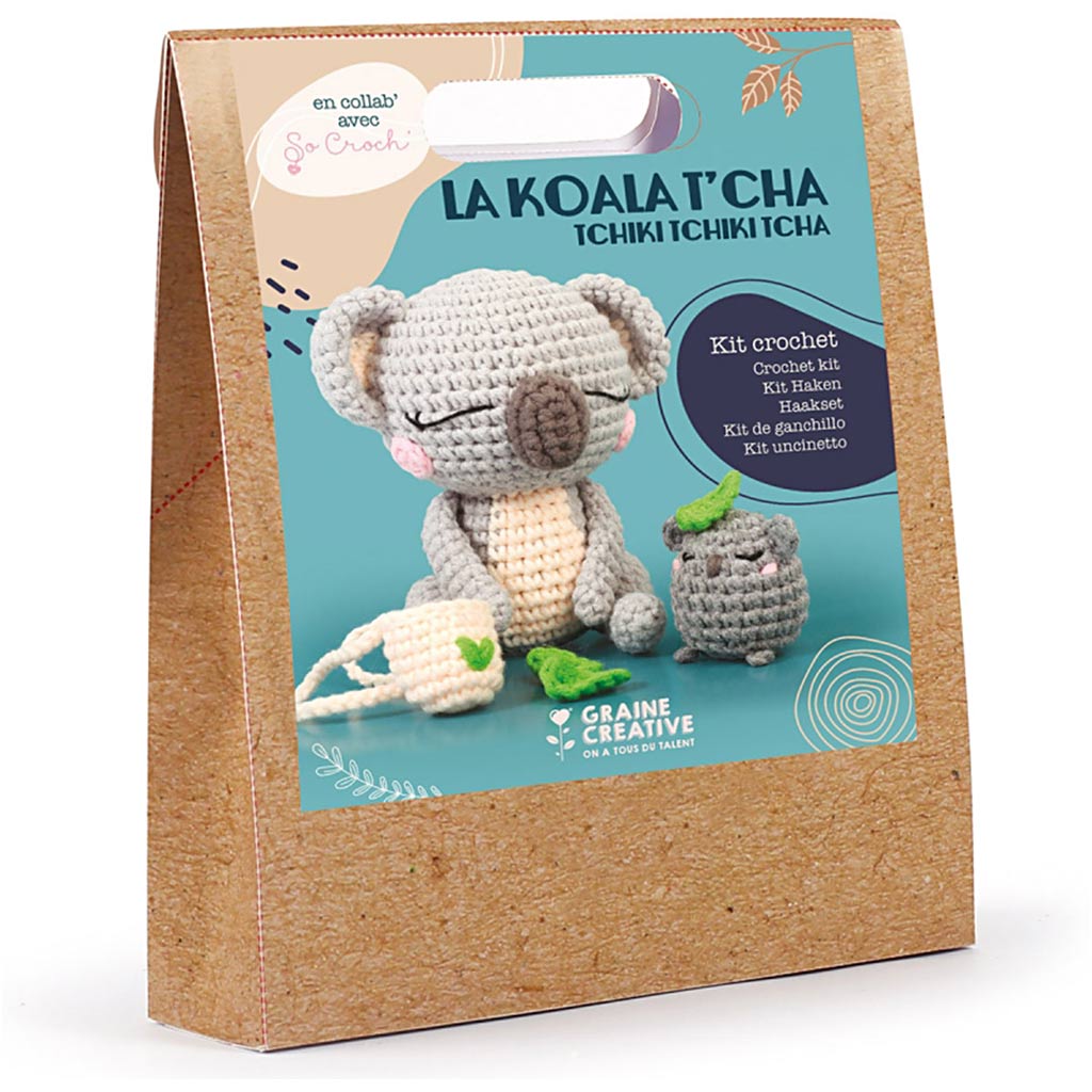 Amigurumi Crochet Kit, Coala bear, size 12.5 cm, 1 pack-boobam